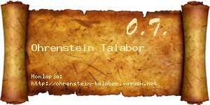 Ohrenstein Talabor névjegykártya